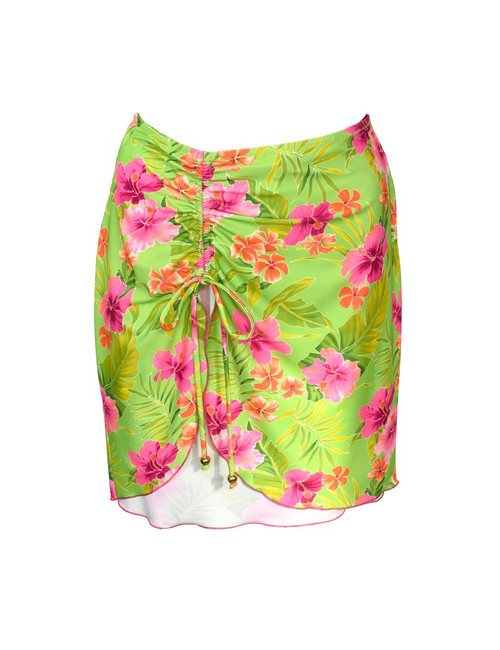 Плажни облекла Плажни облекла Къса плажна пола в зелено с флорален десен